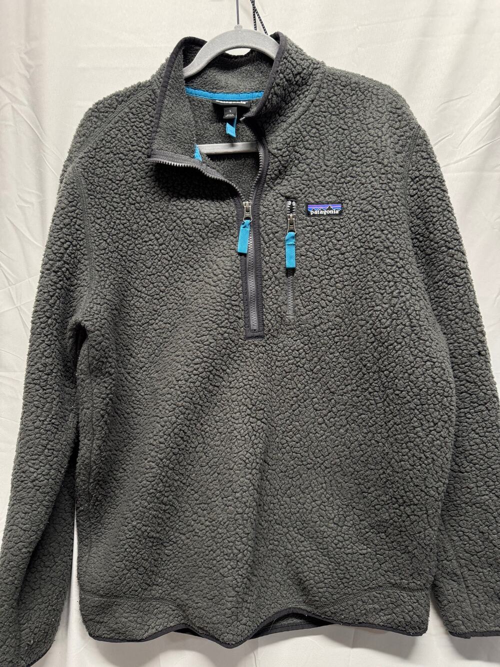 Patagonia Men's Retro Pile 1/4 Zip Fleece Pullover - Forge Grey / Teal - Size L